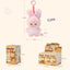 Plush toy with dimensions and packaging on a white background