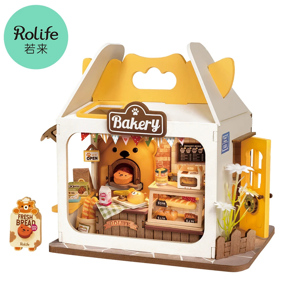 Rolife Rolife Food Box Shop DIY Miniature Houses – Teddy’s Breadbox & Strawberry Milk Box product photo for collectors in NZ