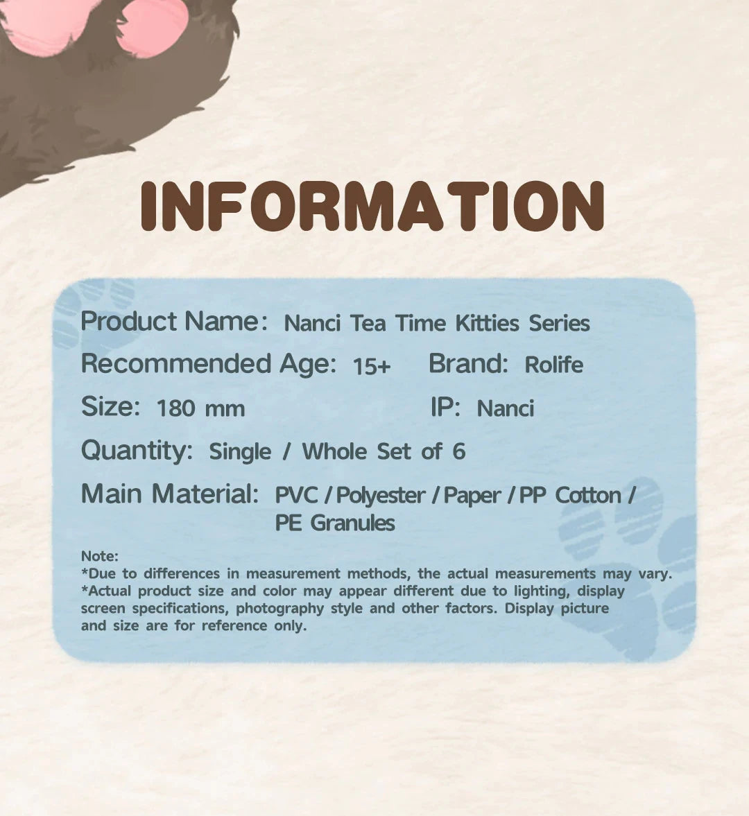 Rolife Nanci Tea Time Kitties Plush Blind Box Figures