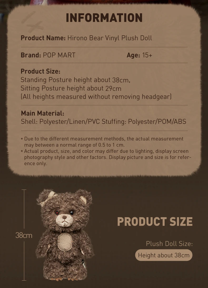 POP MART Hirono Bear Vinyl Plush Doll Collectible