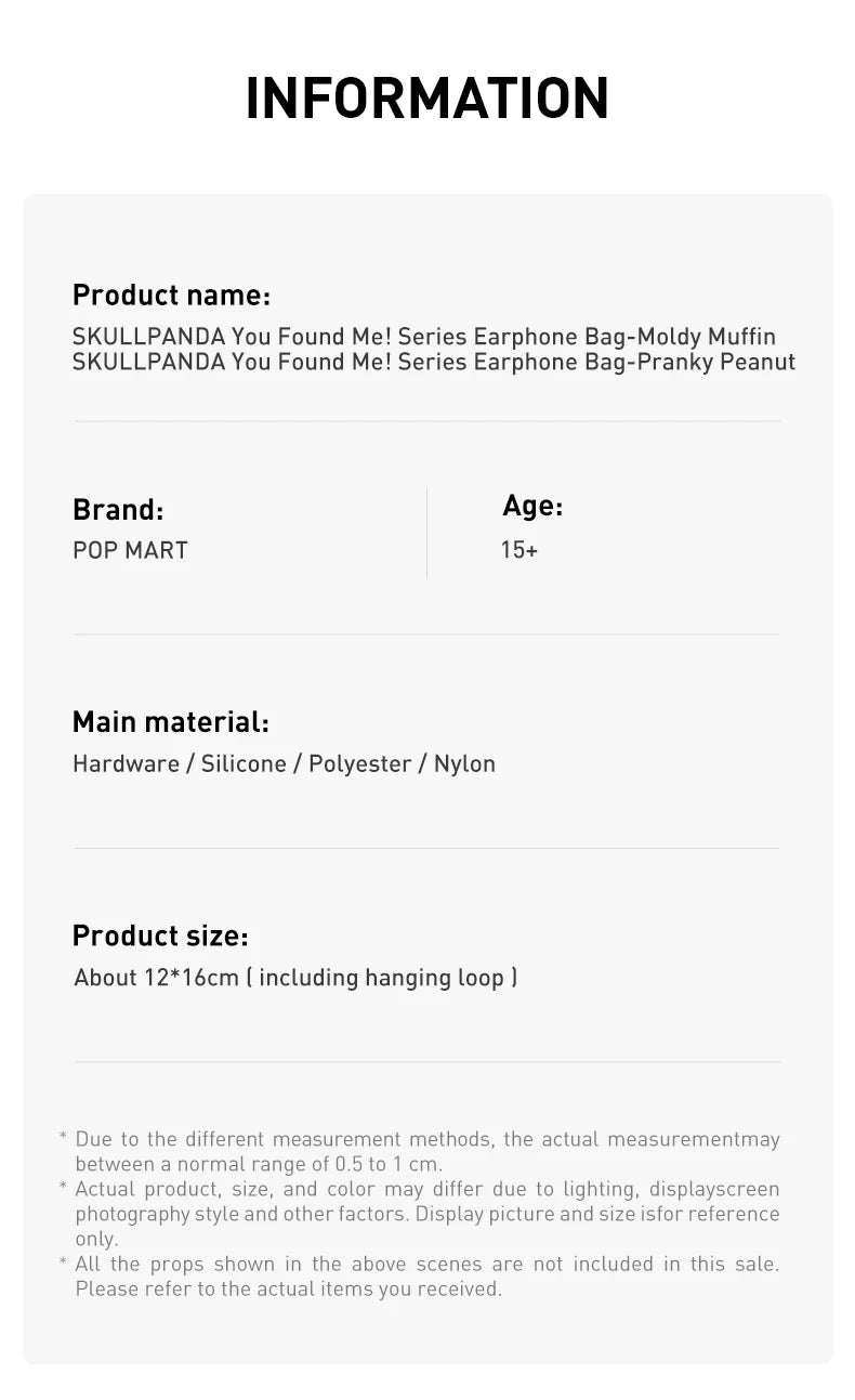 POP MART SKULLPANDA You Found Me Earphone Bag Pranky Peanut