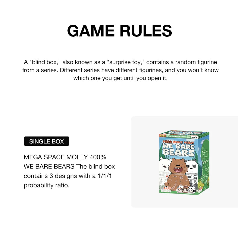 POP MART MEGA SPACE MOLLY 400% We Bare Bears Limited Edition