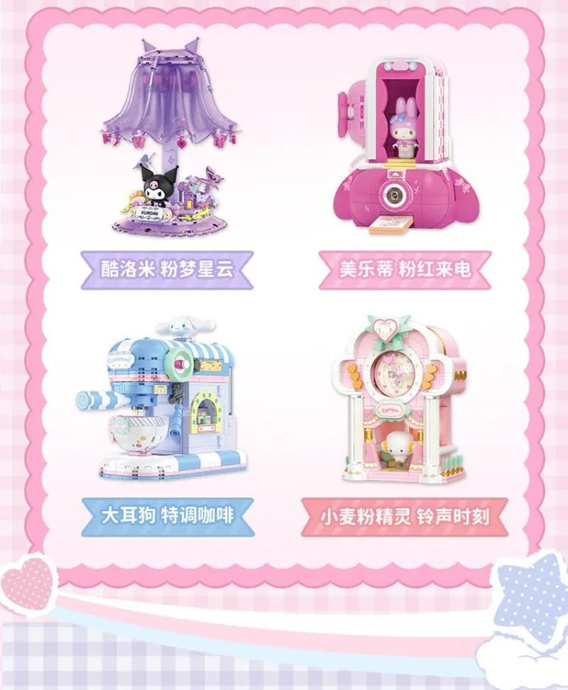 TOPTOY Sanrio Kuromi & My Melody Powder Dream Home Micro Building Blocks