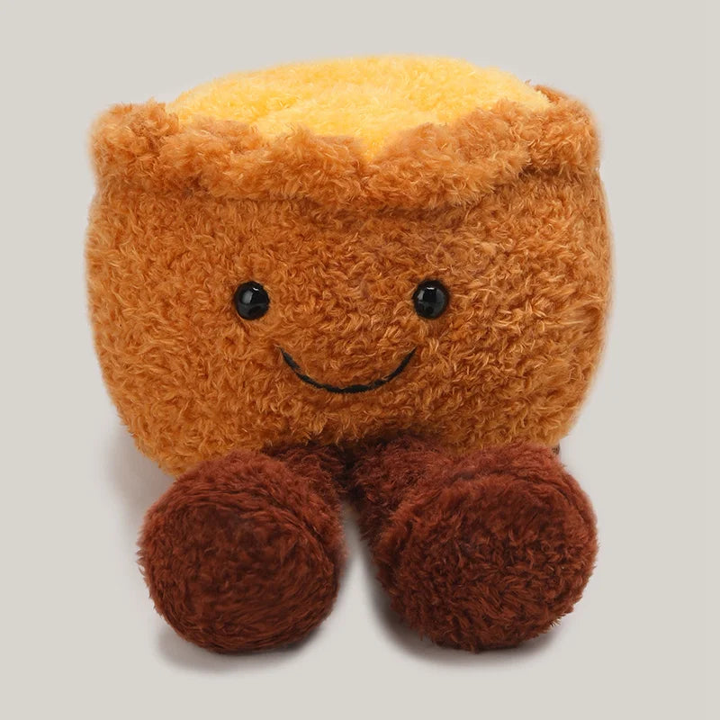 Kawaii Bakery Plush Set – Hamburger, Egg Tart, Toast, Bagel & Dorayaki Plushies