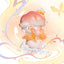 Cute cartoon character with butterfly wings on a soft, pastel background