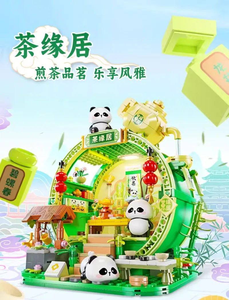 Panda Bamboo House Building Blocks Micro Block Set
