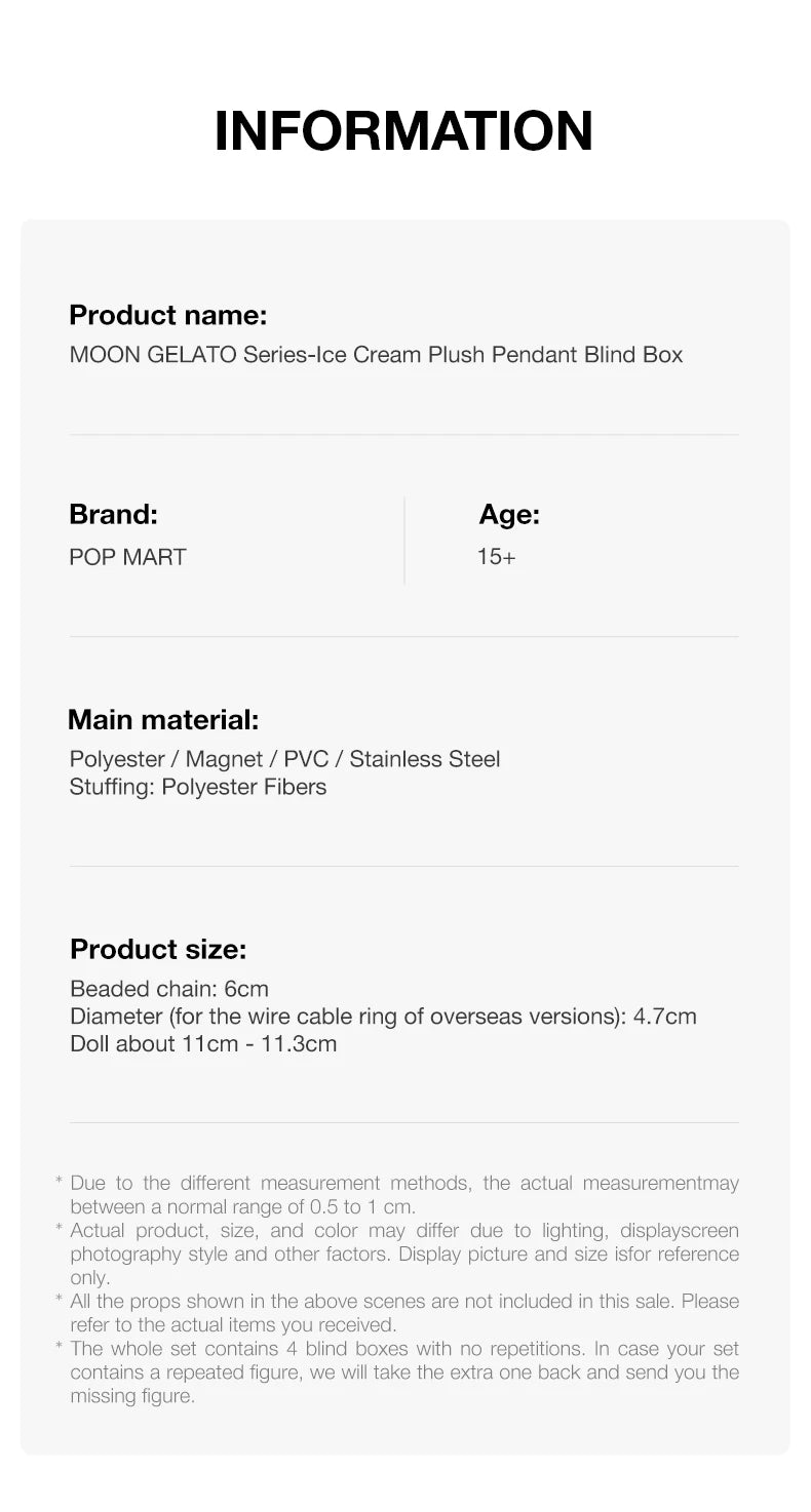 POP MART MOON GELATO Ice Cream Plush Pendant Blind image 15