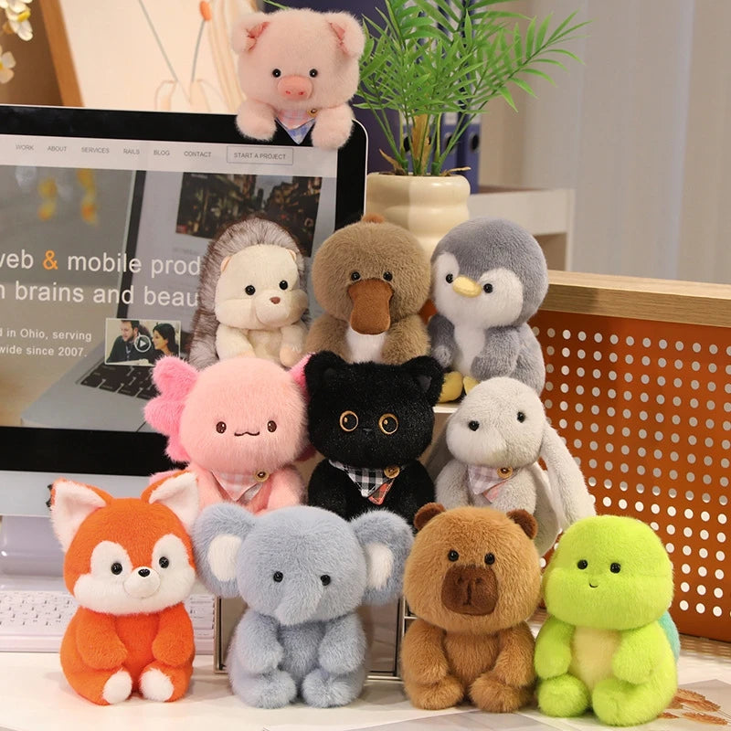 Cute Sitting Animals Plush – Red Panda, Fox, Sloth, Cat, Capybara & Pig