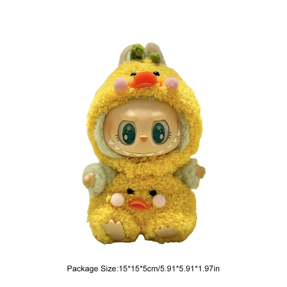 Labubu 17cm Plush Doll Clothes Outfit | K-Pop Inspired Overalls & Party Accessories (Clothing Only)