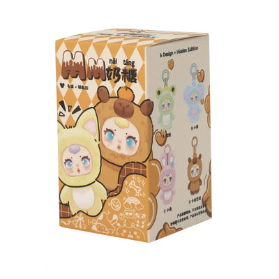 Cartoon character packaging box with cute illustrations on a white background