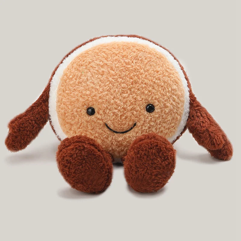 Kawaii Bakery Plush Set – Hamburger, Egg Tart, Toast, Bagel & Dorayaki Plushies