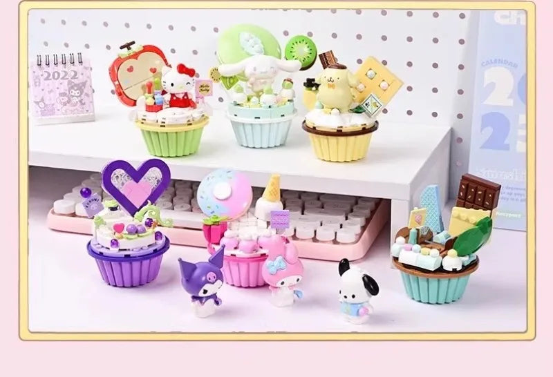 KEEPPLEY Sanrio Cake Cup Series Building Blocks Kuromi My Melody Cinnamoroll Pompompurin