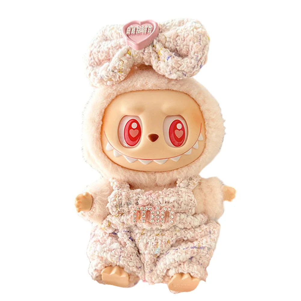 Labubu 17cm Plush Doll Clothes Outfit | K-Pop Inspired Overalls & Party Accessories (Clothing Only)