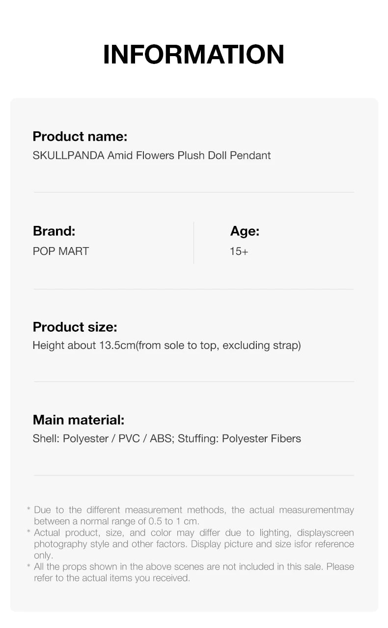 POP MART SKULLPANDA Amid Flowers Plush Doll Pendant image 10