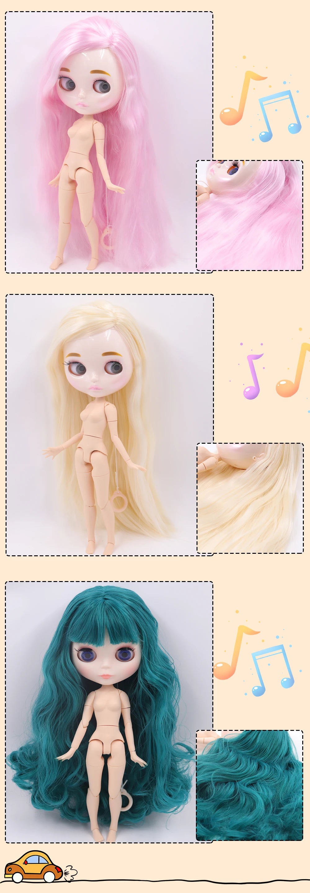 ICY DBS Blyth Doll Carved Lips Face White Skin Joint Body 1/6 BJD image 24