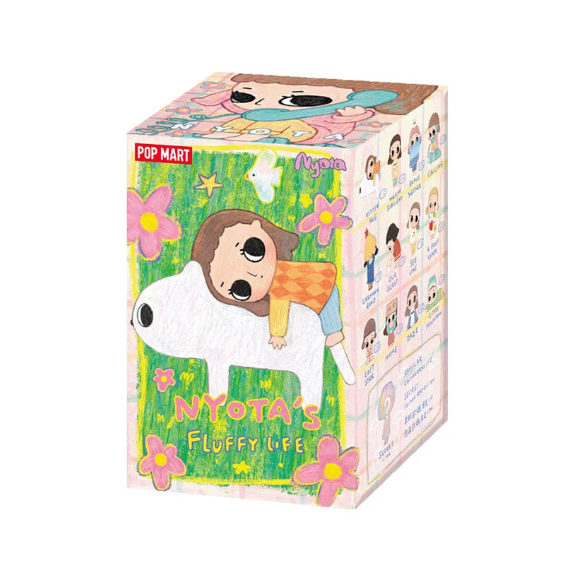 Box packaging for a toy with cartoon character and floral design, featuring the brand 'Pop Mart'.