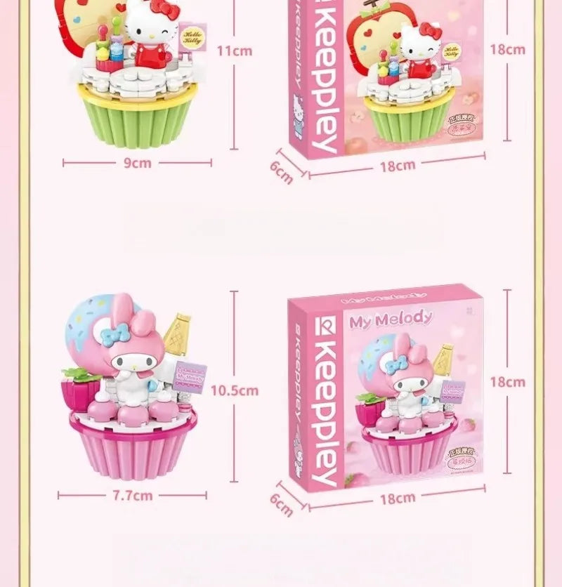 KEEPPLEY Sanrio Cake Cup Series Building Blocks Kuromi My Melody Cinnamoroll Pompompurin