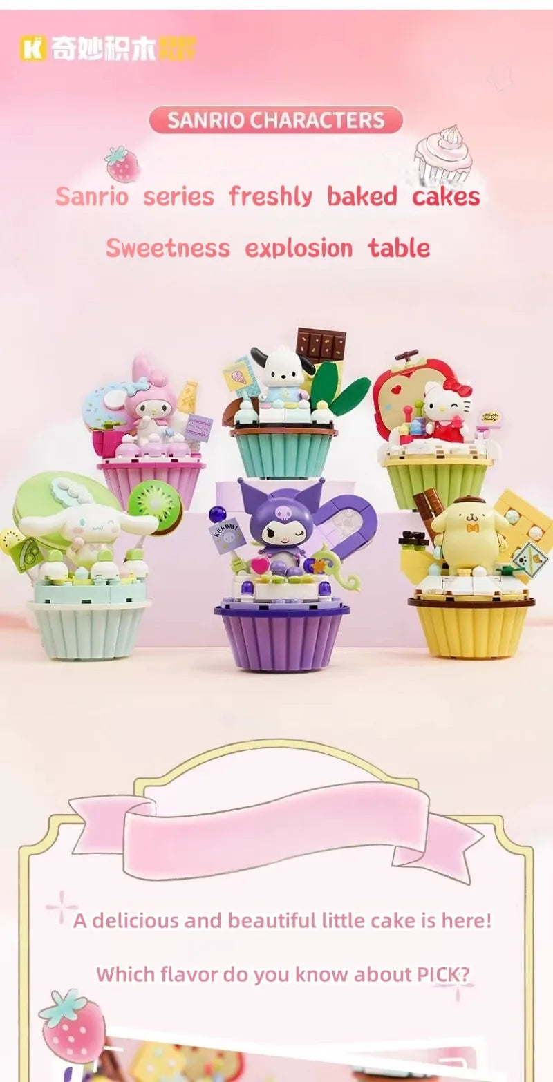 KEEPPLEY Sanrio Cake Cup Series Building Blocks Kuromi My Melody Cinnamoroll Pompompurin