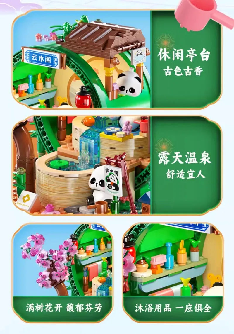 Panda Bamboo House Building Blocks Micro Block Set