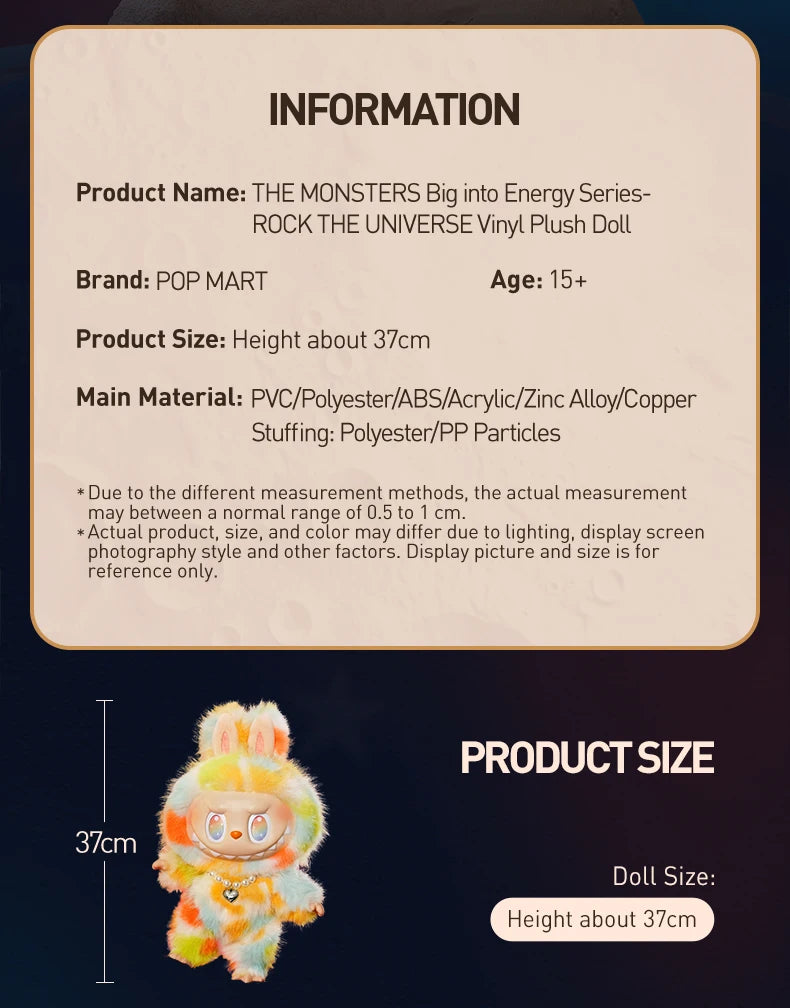 POP MART THE MONSTERS Big into Energy Rock the Universe Vinyl Plush Doll (LIMITED STOCK)