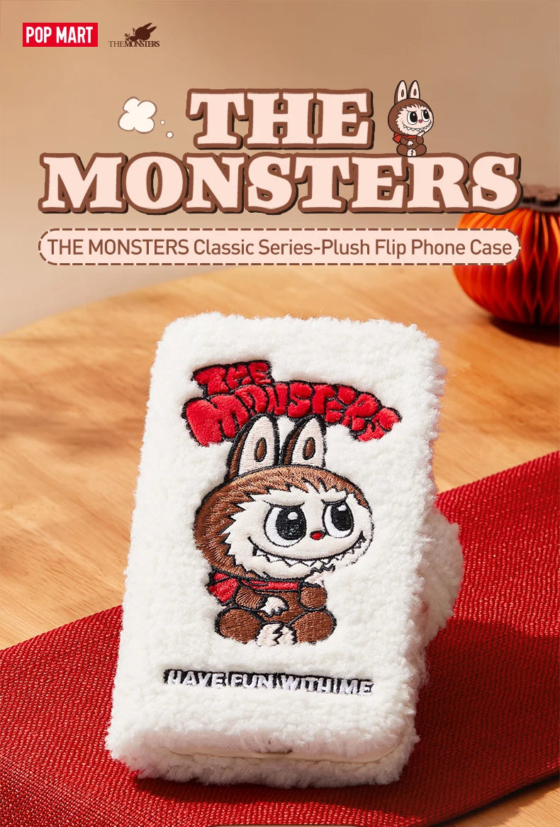 POP MART THE MONSTERS Classic Plush Flip Phone Case for iPhone Pro Max