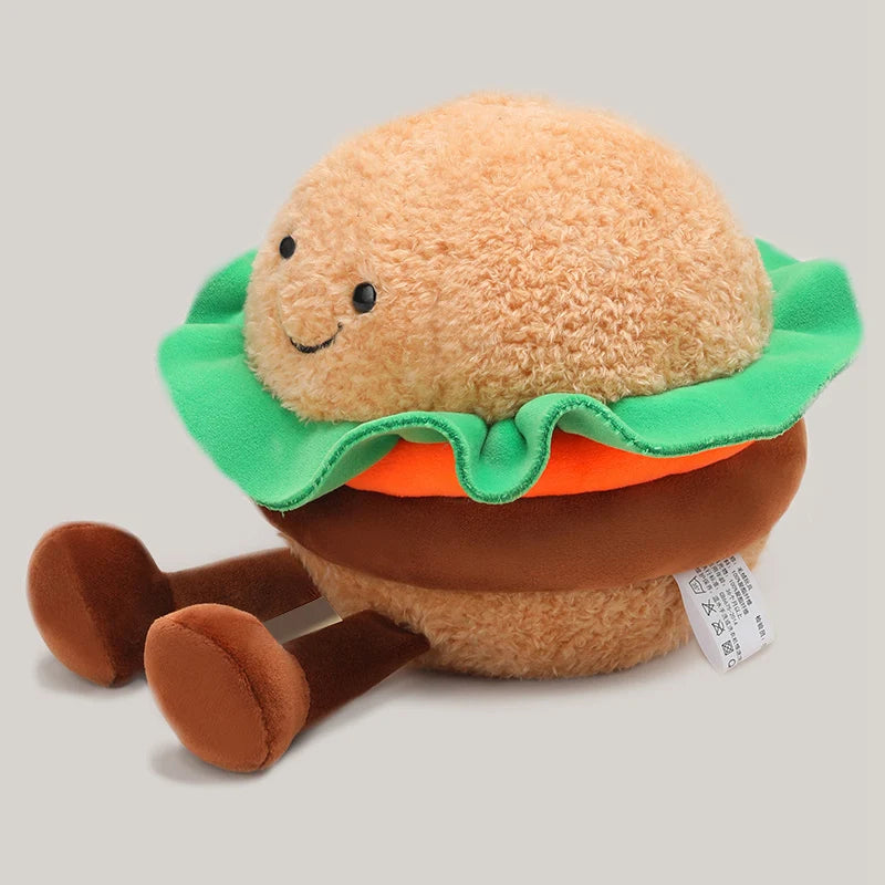 Kawaii Bakery Plush Set – Hamburger, Egg Tart, Toast, Bagel & Dorayaki Plushies