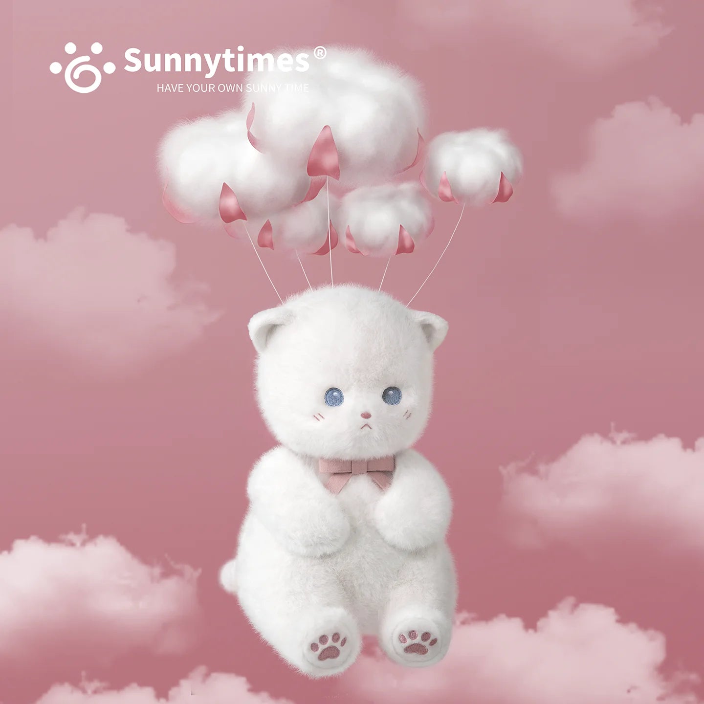 Sunnytimes Waiting Cat Plush Figure 23cm – White