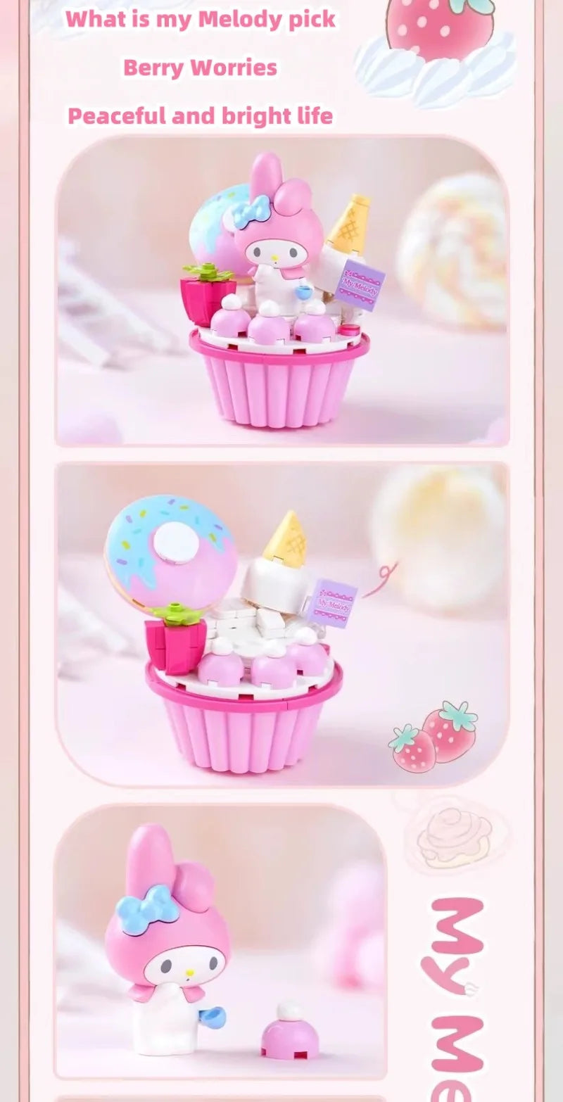 KEEPPLEY Sanrio Cake Cup Series Building Blocks Kuromi My Melody Cinnamoroll Pompompurin