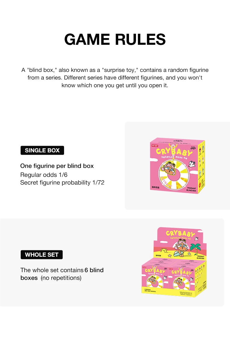 POP MART CRYBABY Vacation Mode On Pendant Blind Box