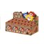 Display box with cartoon characters on a white background