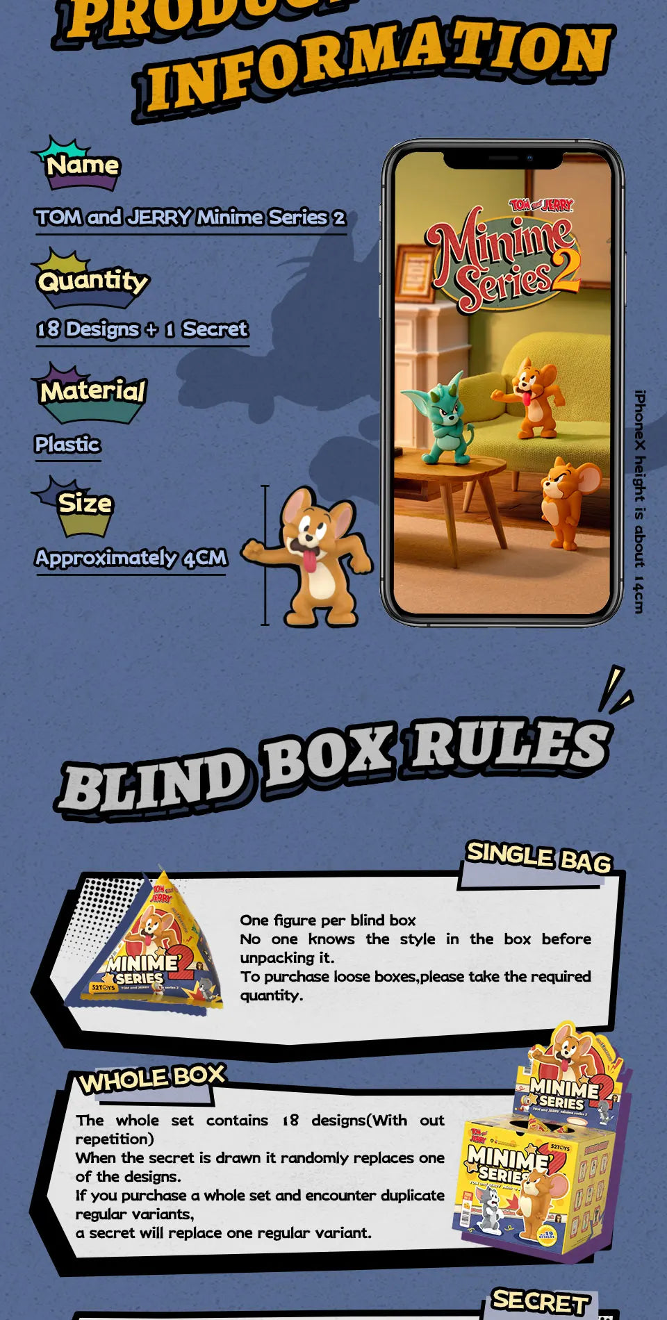 52TOYS Blind Box TOM and JERRY Minime Series 2 Action Figure styled product view