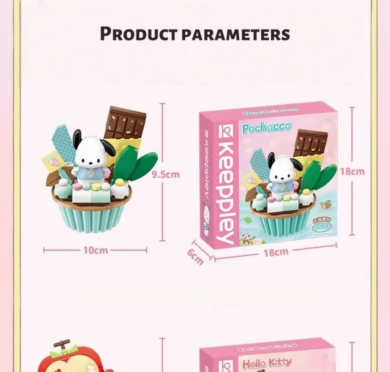 KEEPPLEY Sanrio Cake Cup Series Building Blocks Kuromi My Melody Cinnamoroll Pompompurin