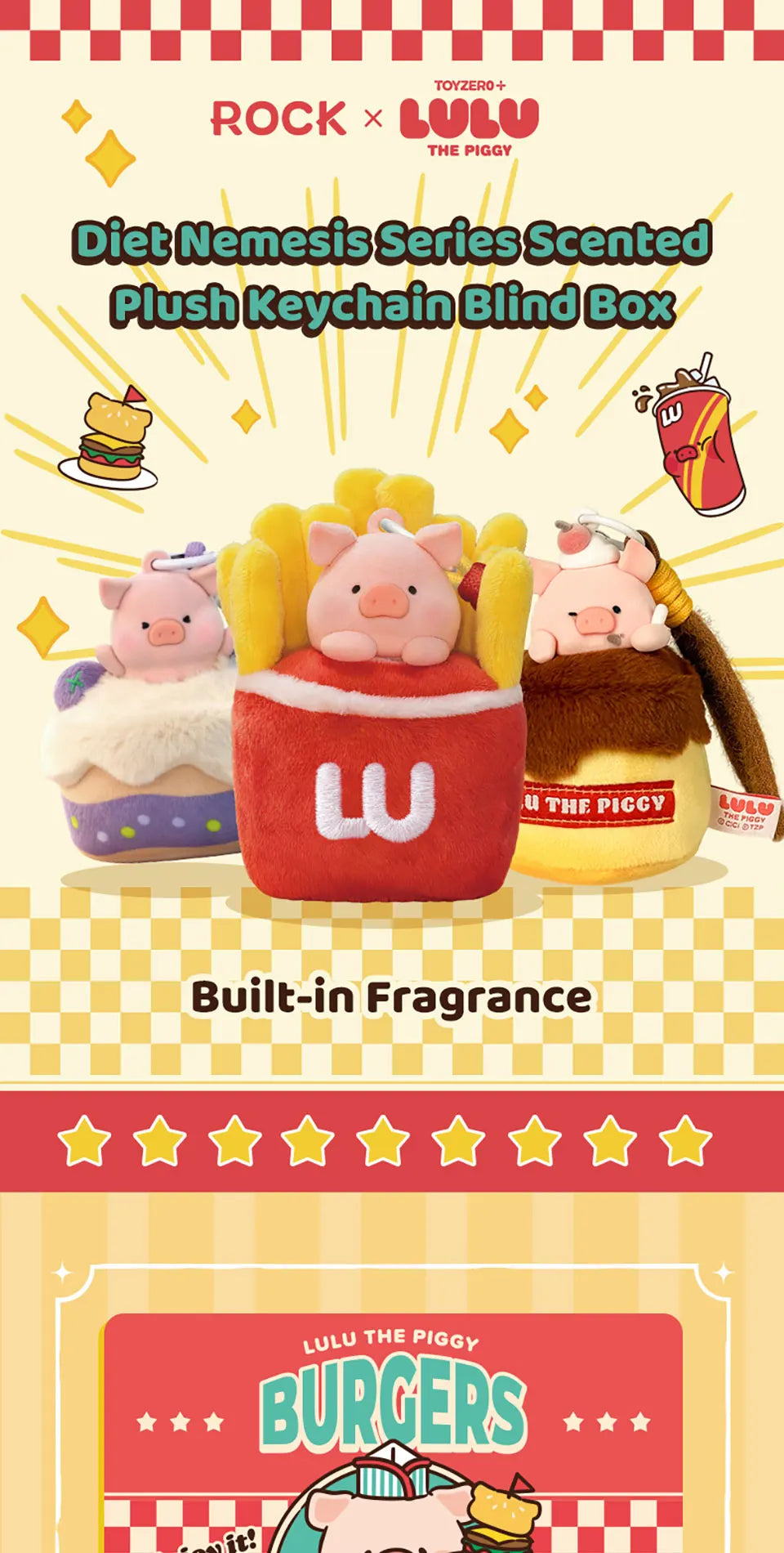 52TOYS Blind Box LULU THE PIGGY Diet Nemesis Plush Keychain box art view