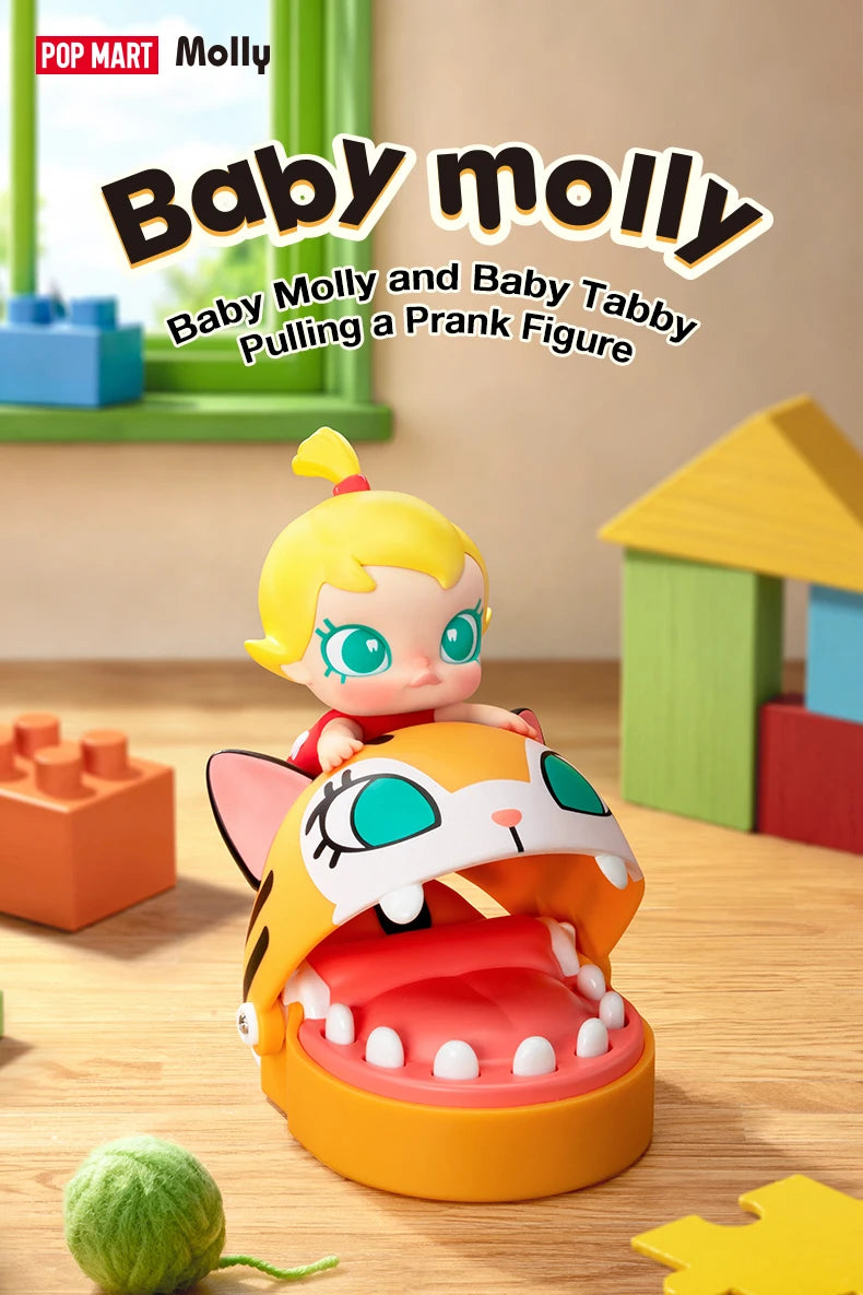 POP MART Baby Molly and Baby Tabby Pulling a Prank Figure display view