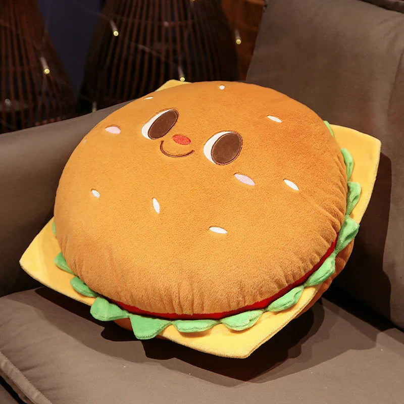 Fried Chicken Burger Plush Pillow – Kawaii Food Plush Toy