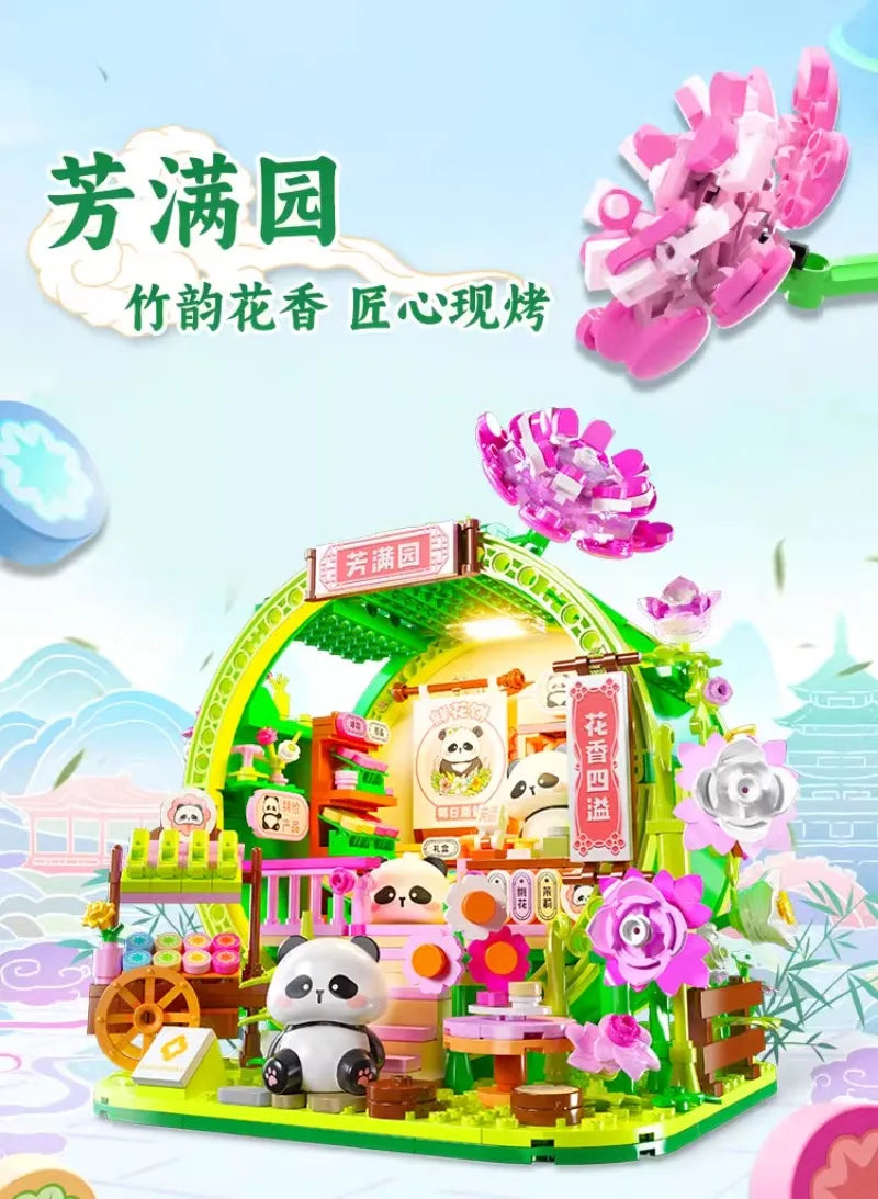 Panda Bamboo House Building Blocks Micro Block Set
