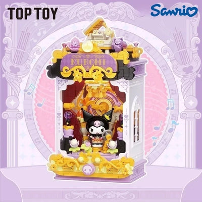 BlindBox TOP TOY Building Blocks Sanrio Family Night Language Phantom Series Kuromi My Melody Assembled Children Toy Model Or