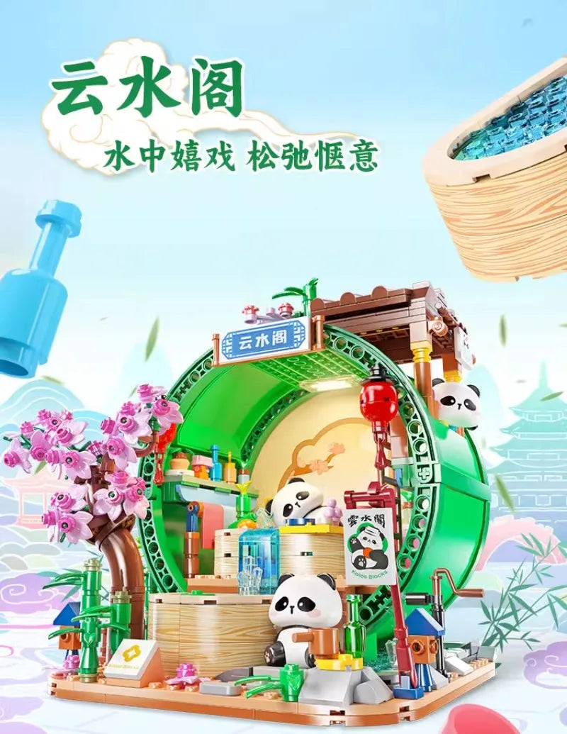 Panda Bamboo House Building Blocks Micro Block Set