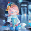 Animated character with a blue outfit and hat, standing next to a small white creature in a mystical setting.