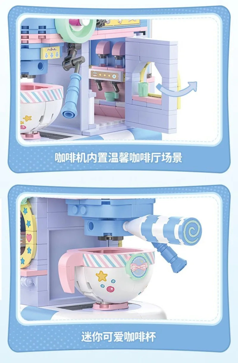 TOPTOY Sanrio Kuromi & My Melody Powder Dream Home Micro Building Blocks