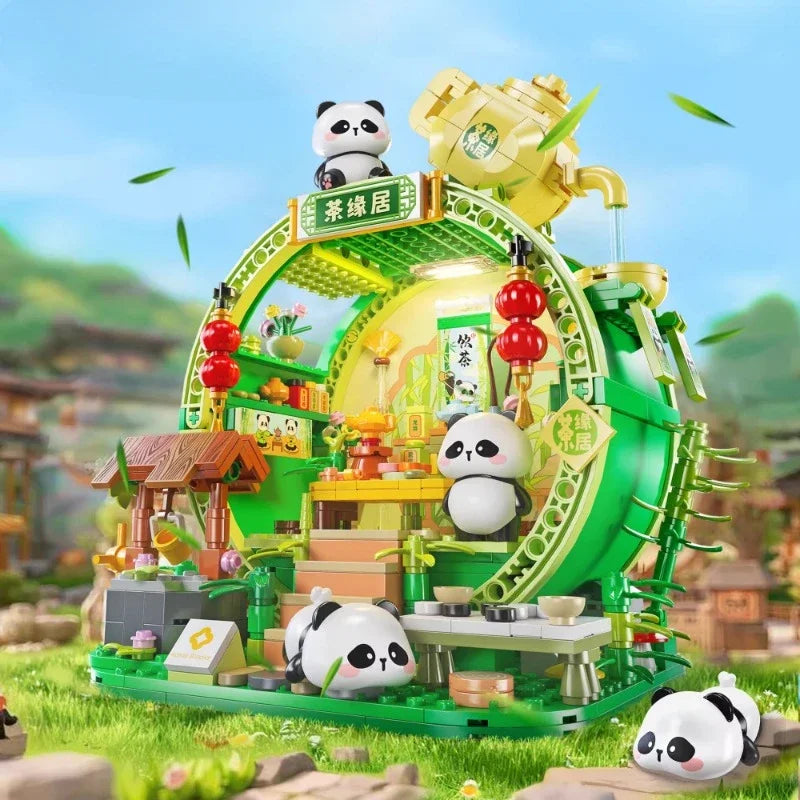 Panda Bamboo House Building Blocks Micro Block Set