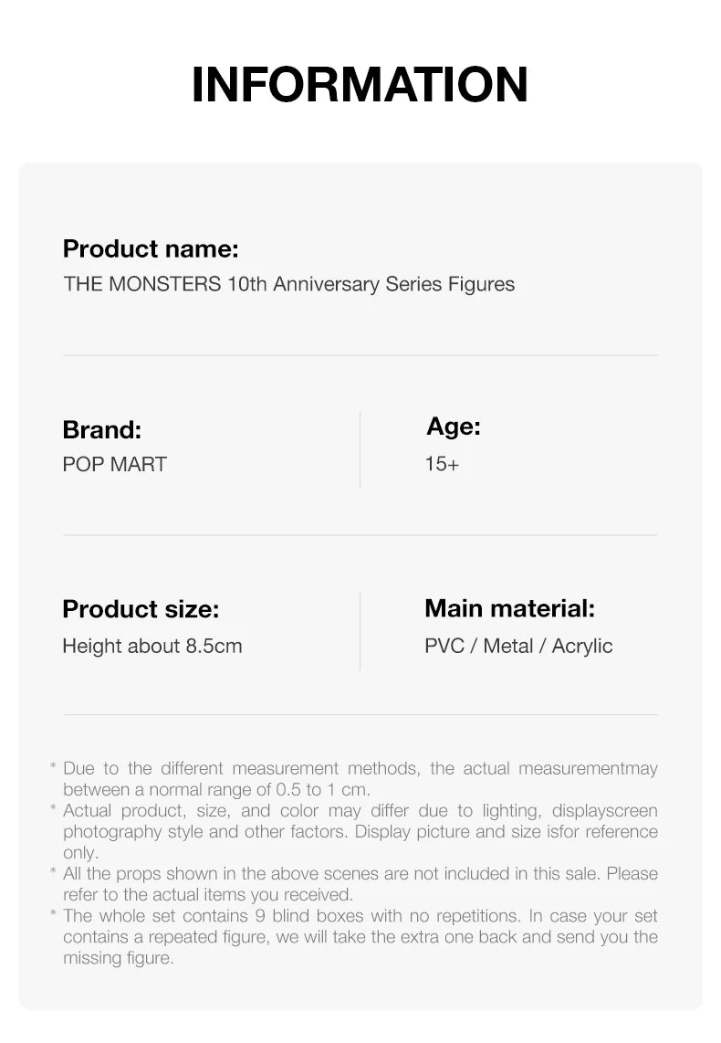 POP MART The Monsters 10th Anniversary Blind Box Keychain Figures