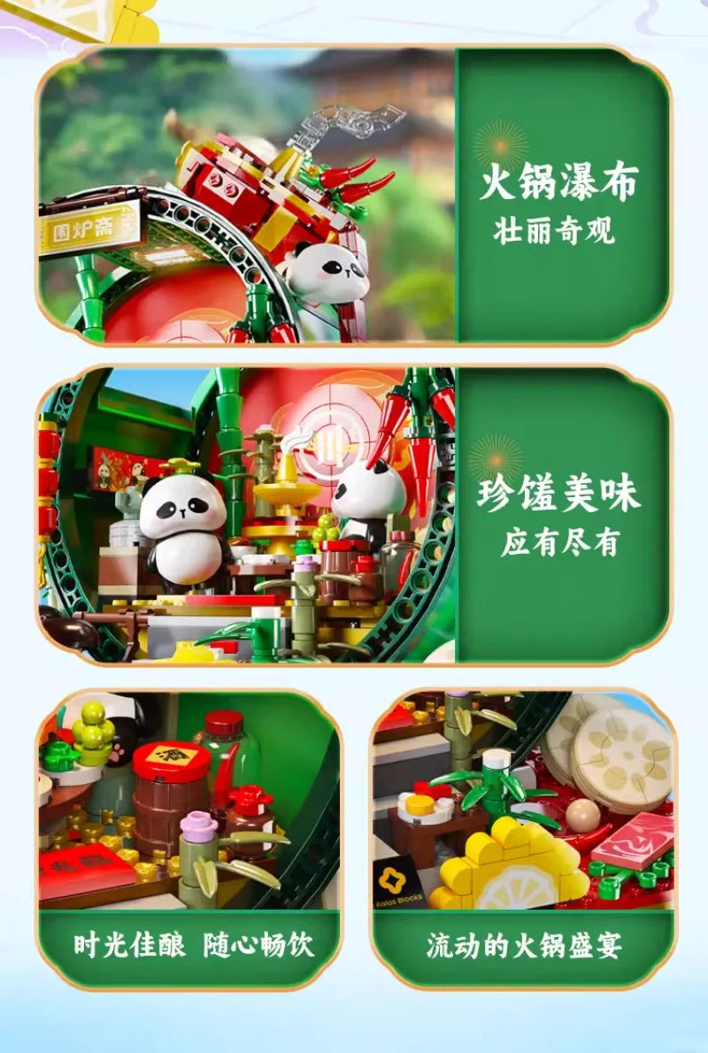 Panda Bamboo House Building Blocks Micro Block Set