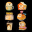 Collection of Shiba Inu-themed products including a mug, packaging, and various items on a black background.