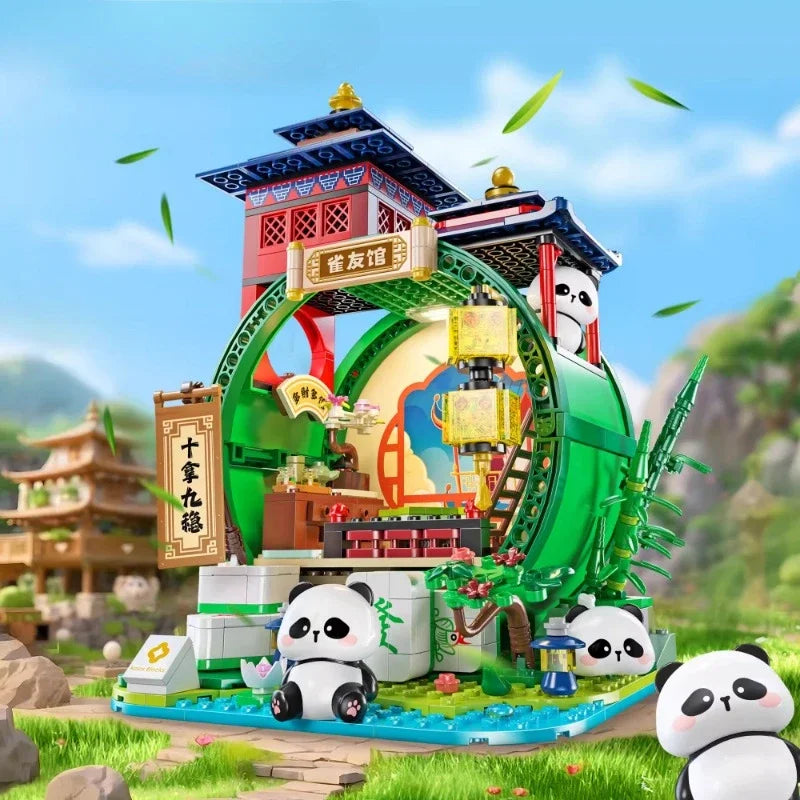 Panda Bamboo House Building Blocks Micro Block Set