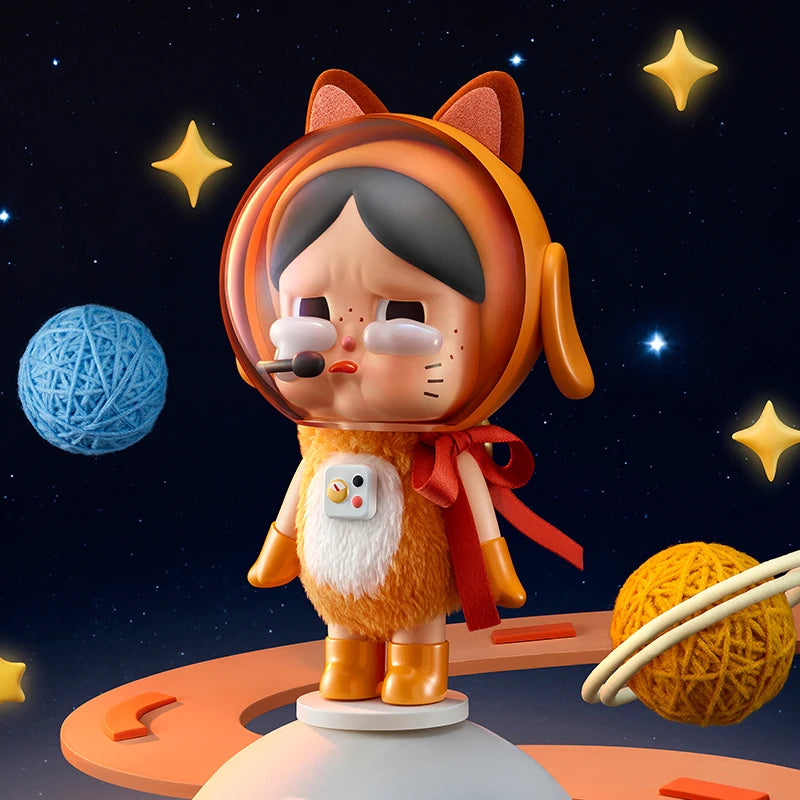 POP MART Crybaby Space Cat Figurine – Orange