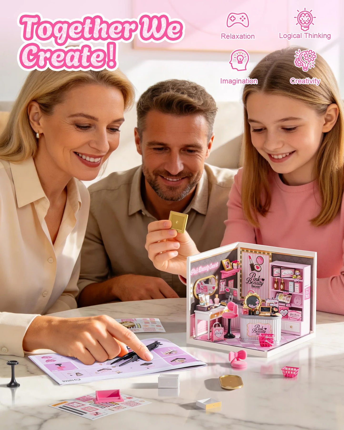 ROBOTIME Rolife Super Creator Series Pink Beauty Dollhouse display view