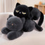 Cute Half Round Eyed Black Cat Plush side view