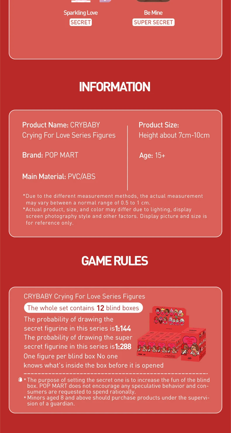 POP MART CRYBABY Crying For Love Series Blind Box Figures (Pre-Order)
