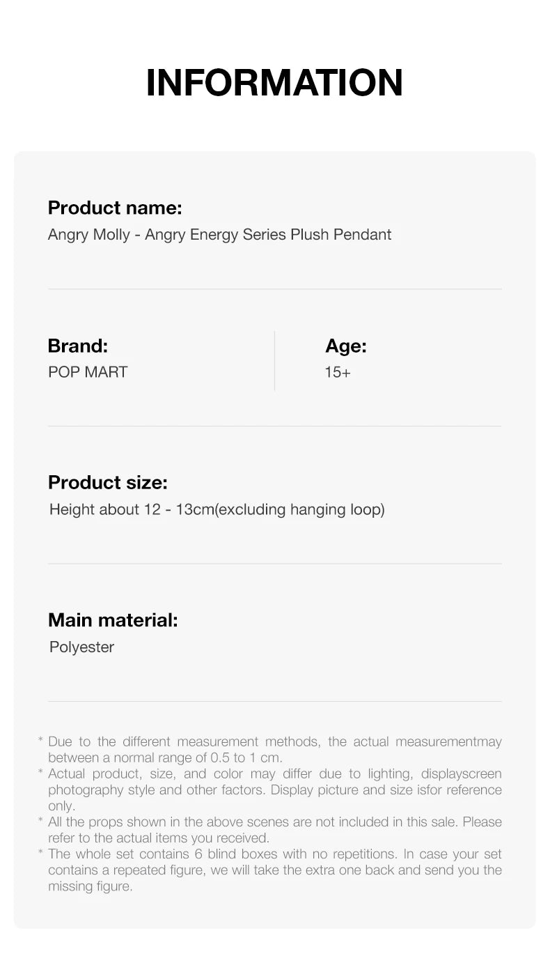 POP MART Angry Molly Angry Energy Plush Blind Box